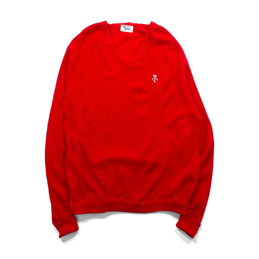 The FOX Collection by JC PENNEY 80年代 USA製 ヴィンテージ Vネック ニット セーター XL レッド ワンポイントロゴ