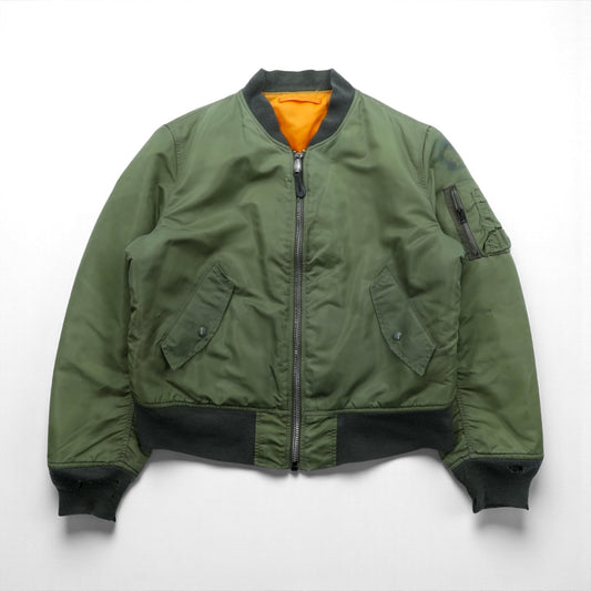 ALPHA INDUSTRIES 90年代 USA製 USAF MA-1 フライトジャケット ボンバージャケット M カーキ ナイロン リバーシブル ミリタリー