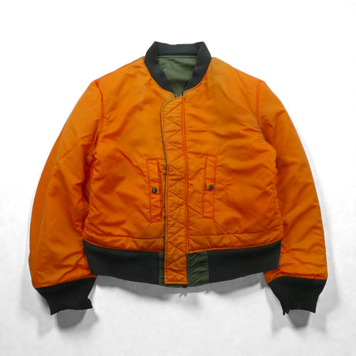 ALPHA INDUSTRIES 90s Made in USA USAF MA-1 Flight Bomber Jacket, Size M, Khaki Nylon, Reversible, Military