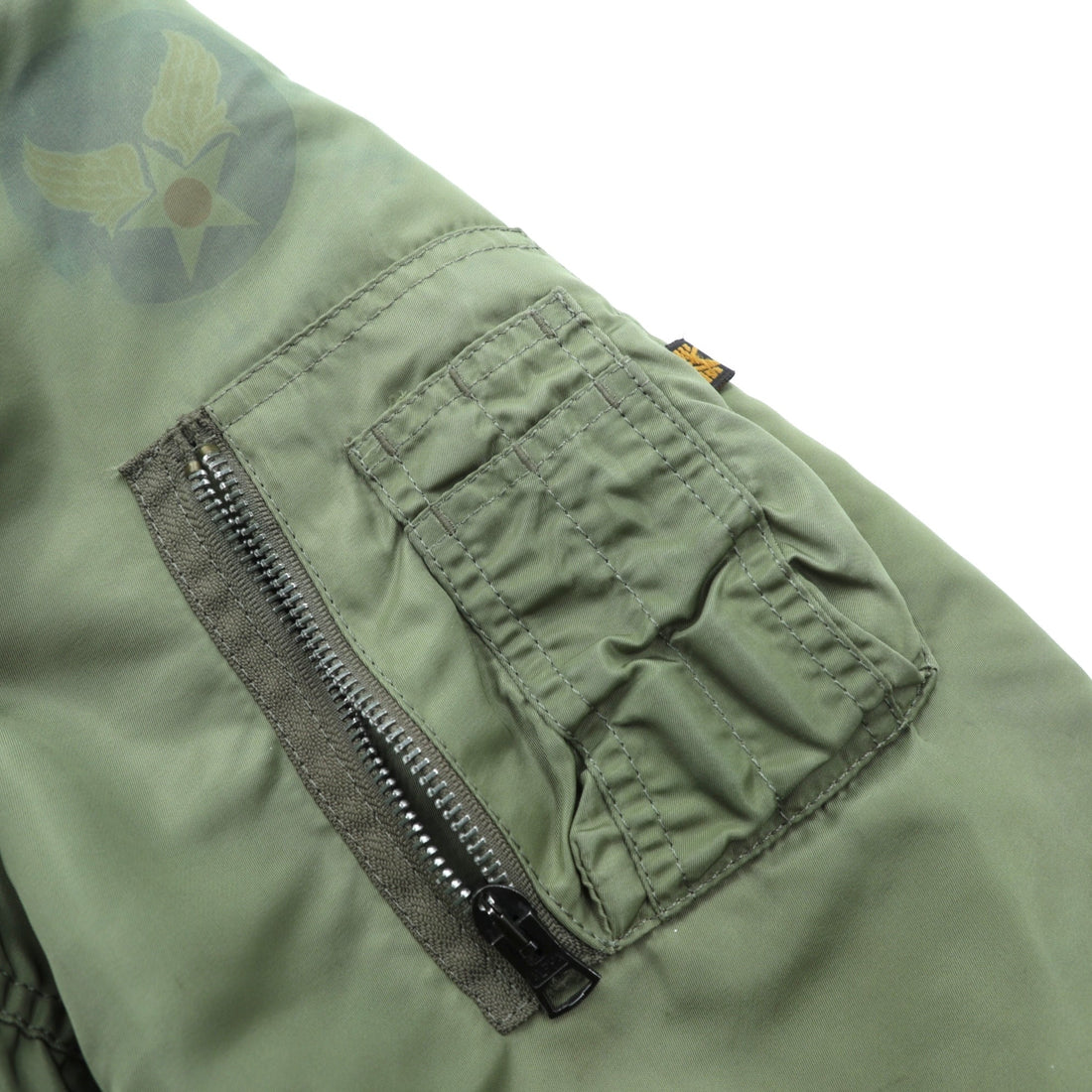ALPHA INDUSTRIES 90s Made in USA USAF MA-1 Flight Bomber Jacket, Size M, Khaki Nylon, Reversible, Military