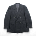 Christian Dior 80s Made in Japan Vintage Peak Lapel Double-Breasted Leather Tailored Jacket, XL Gray Wool with Metal Buttons