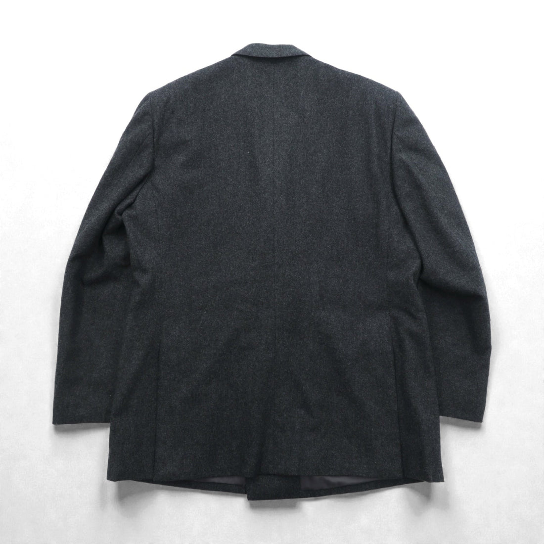 Christian Dior 80s Made in Japan Vintage Peak Lapel Double-Breasted Leather Tailored Jacket, XL Gray Wool with Metal Buttons