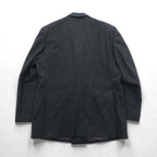 Christian Dior 80s Made in Japan Vintage Peak Lapel Double-Breasted Leather Tailored Jacket, XL Gray Wool with Metal Buttons