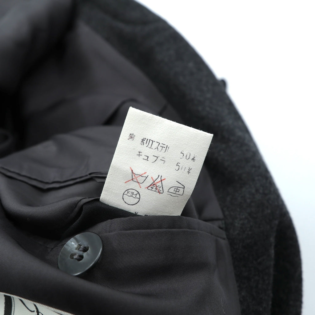 Christian Dior 80s Made in Japan Vintage Peak Lapel Double-Breasted Leather Tailored Jacket, XL Gray Wool with Metal Buttons