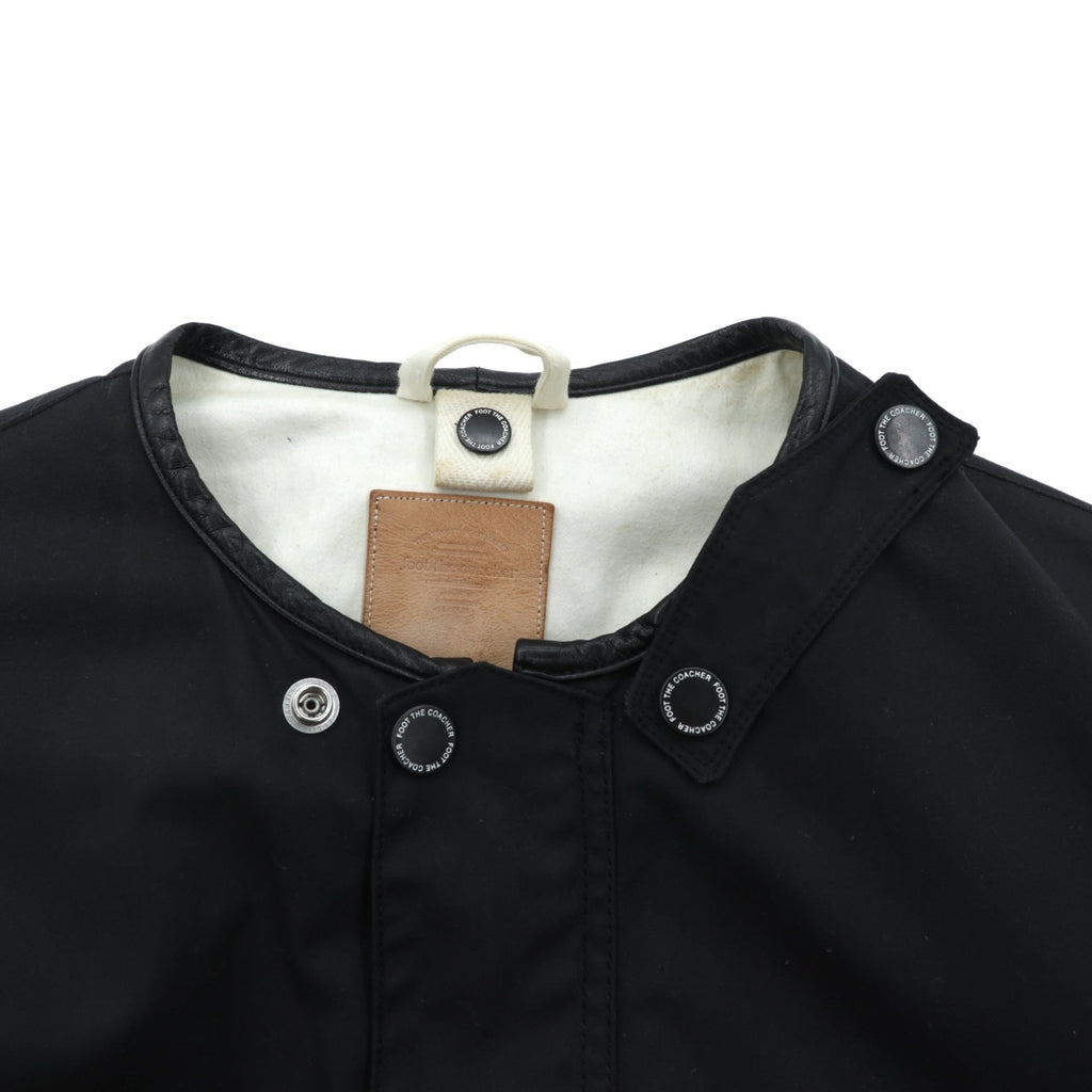 foot the coacher × The British Millerain Co. オイルド ハンティングジャケット ノーカラー ブルゾン L ブラック ダブルジップ 防水 RESISTANT SINGLE JACKET 日本製