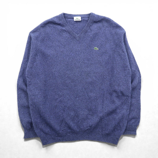 LACOSTE 90年代 Vネック ニット セーター XL ネイビー ウール ワンポイントロゴ