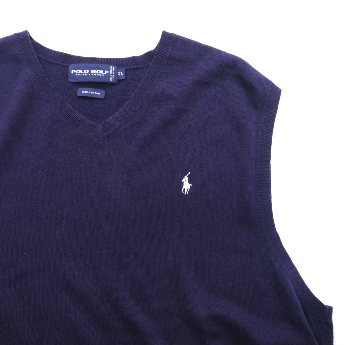 POLO GOLF RALPH LAUREN 90年代 イタリアニット ニットベスト XL ネイビー ITALIAN YARN スモールポニー刺繍