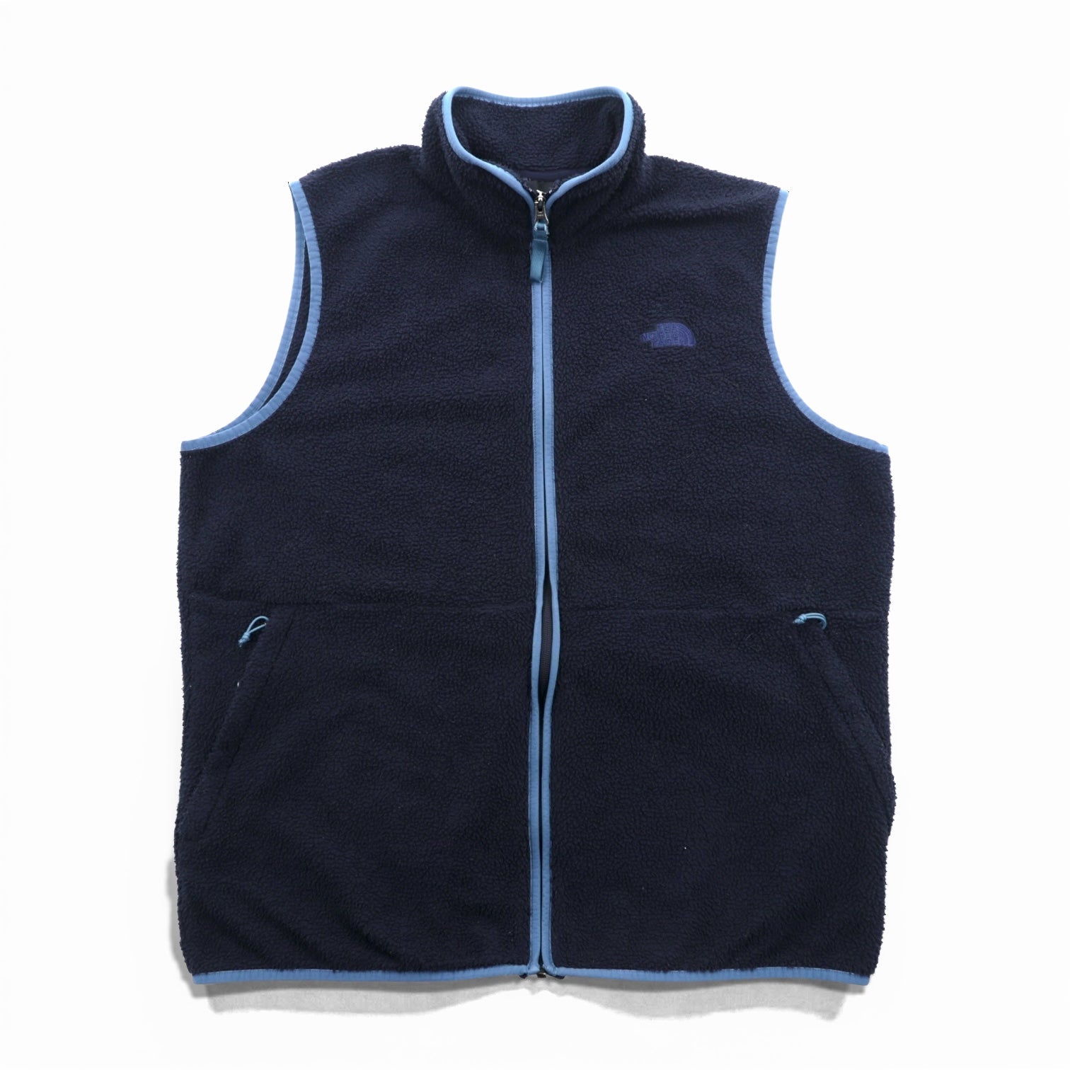 THE NORTH FACE ボア フリースベスト XL ネイビー ブルー スタンドカラー パイピング NF0A4XZE