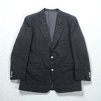 Christian Dior 80s Made in Japan Vintage Leather 2B Tailored Jacket, Leather, XL, Gray Wool, Metal Buttons
