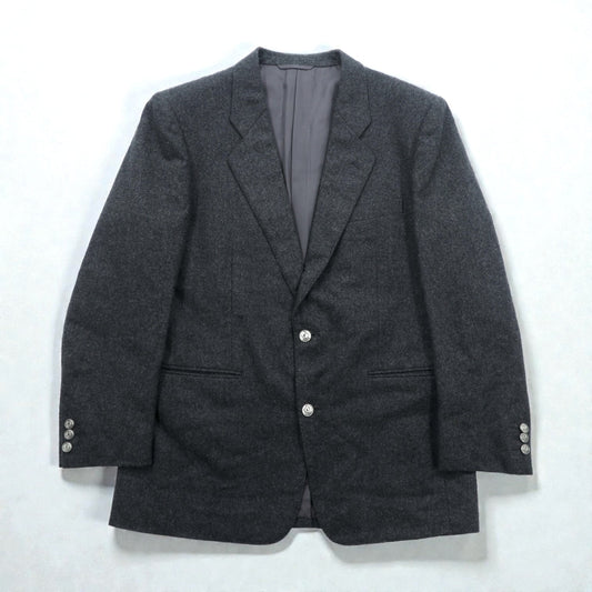 Christian Dior 80年代 日本製 ヴィンテージ ブレザー 2B テーラードジャケット ブレザー XL グレー ウール メタルボタン
