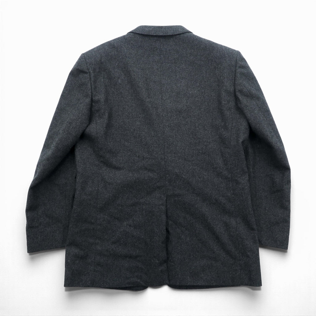Christian Dior 80s Made in Japan Vintage Leather 2B Tailored Jacket, Leather, XL, Gray Wool, Metal Buttons