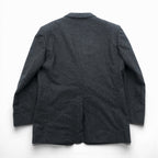 Christian Dior 80s Made in Japan Vintage Leather 2B Tailored Jacket, Leather, XL, Gray Wool, Metal Buttons