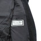 Christian Dior 80s Made in Japan Vintage Leather 2B Tailored Jacket, Leather, XL, Gray Wool, Metal Buttons