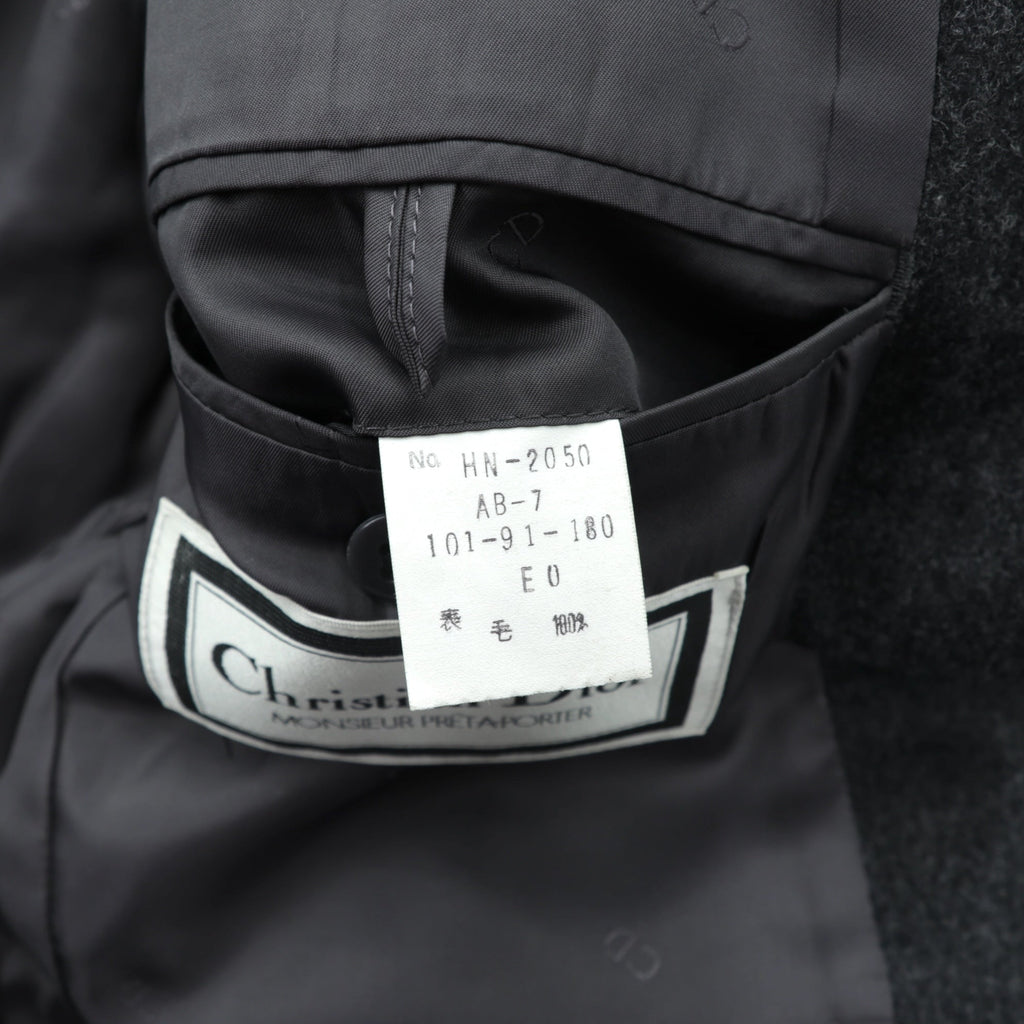 Christian Dior 80s Made in Japan Vintage Leather 2B Tailored Jacket, Leather, XL, Gray Wool, Metal Buttons