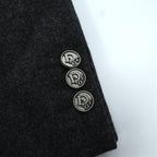 Christian Dior 80s Made in Japan Vintage Leather 2B Tailored Jacket, Leather, XL, Gray Wool, Metal Buttons