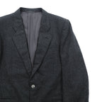 Christian Dior 80s Made in Japan Vintage Leather 2B Tailored Jacket, Leather, XL, Gray Wool, Metal Buttons