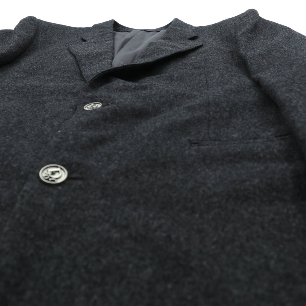 Christian Dior 80s Made in Japan Vintage Leather 2B Tailored Jacket, Leather, XL, Gray Wool, Metal Buttons