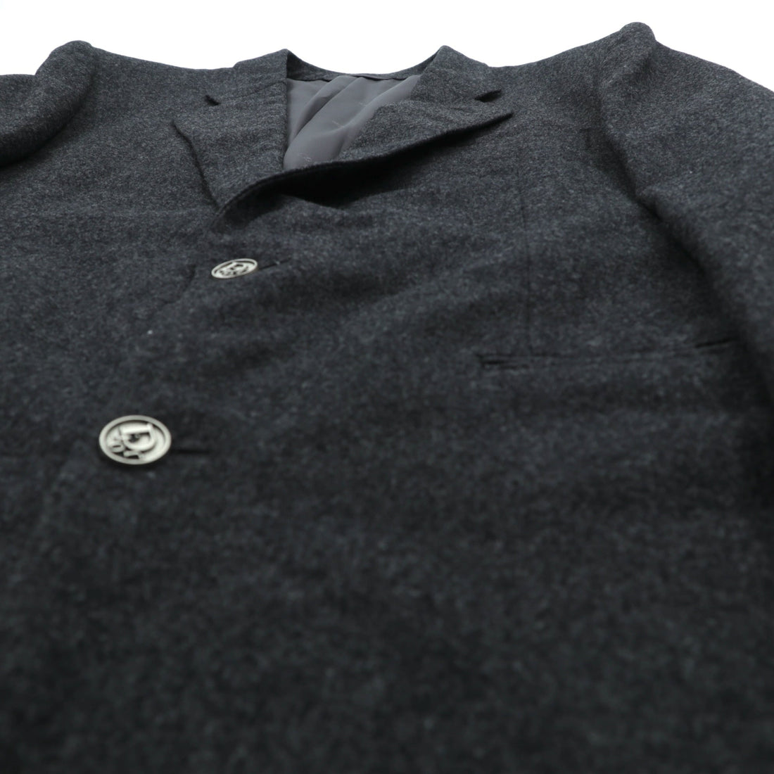 Christian Dior 80s Made in Japan Vintage Leather 2B Tailored Jacket, Leather, XL, Gray Wool, Metal Buttons