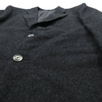 Christian Dior 80s Made in Japan Vintage Leather 2B Tailored Jacket, Leather, XL, Gray Wool, Metal Buttons