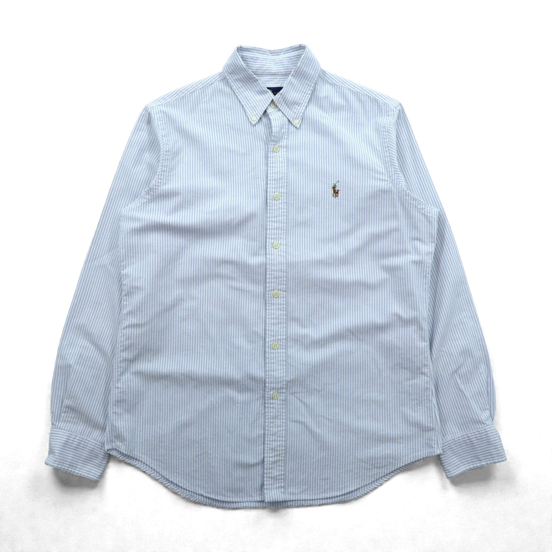 Ralph Lauren オックスフォード ボタンダウン シャツ M ブルー ストライプ スモールポニー刺繍