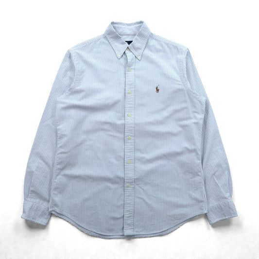 Ralph Lauren オックスフォード ボタンダウン シャツ M ブルー ストライプ スモールポニー刺繍