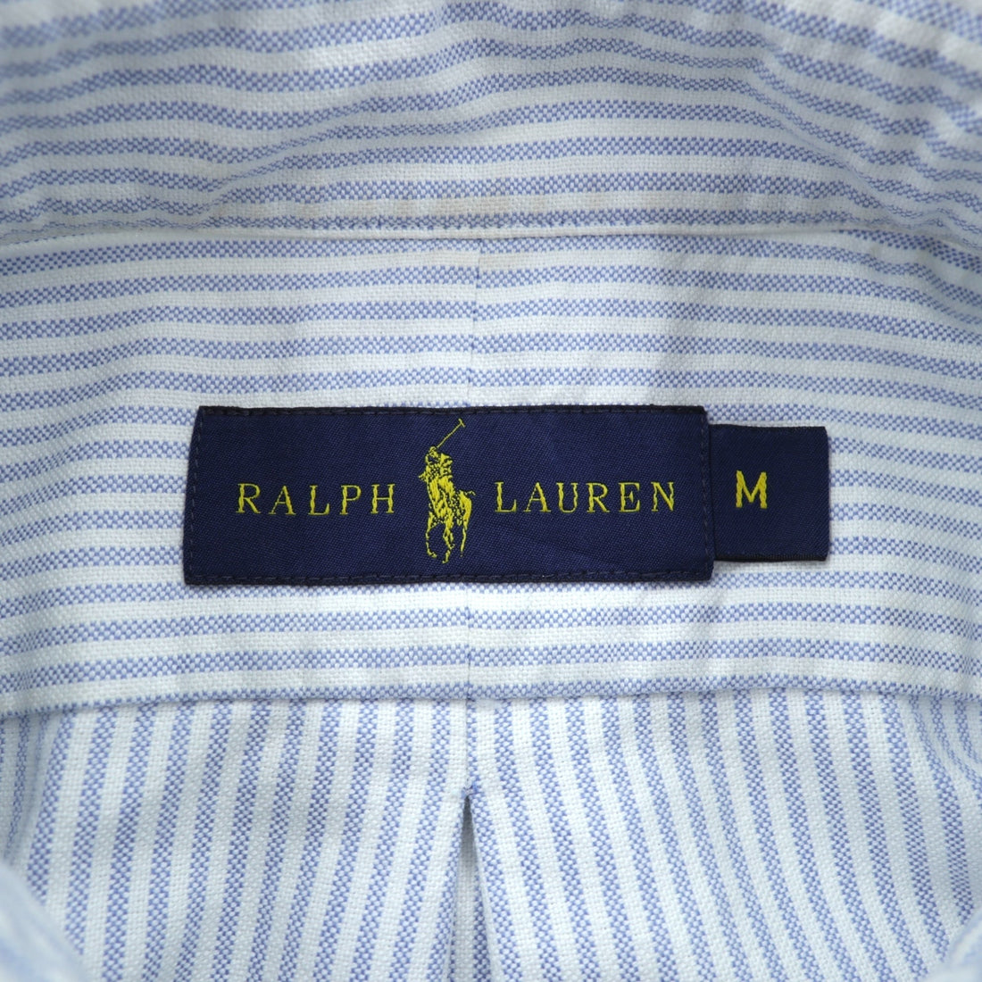 Ralph Lauren Oxford Button Down Shirt, Medium, Blue Stripe, Small Pony Embroidery