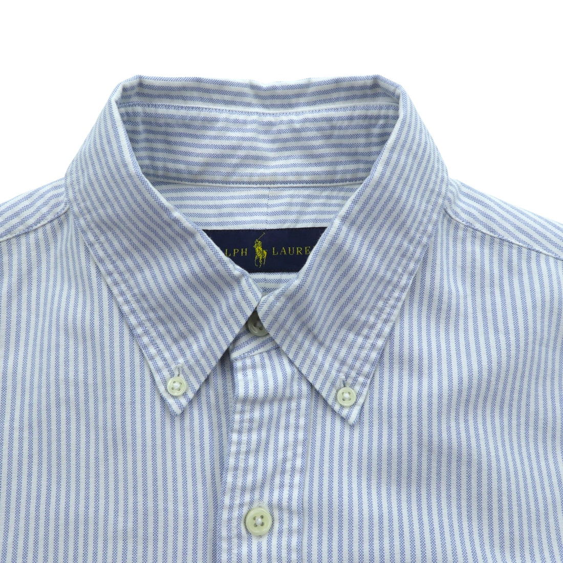 Ralph Lauren Oxford Button Down Shirt, Medium, Blue Stripe, Small Pony Embroidery