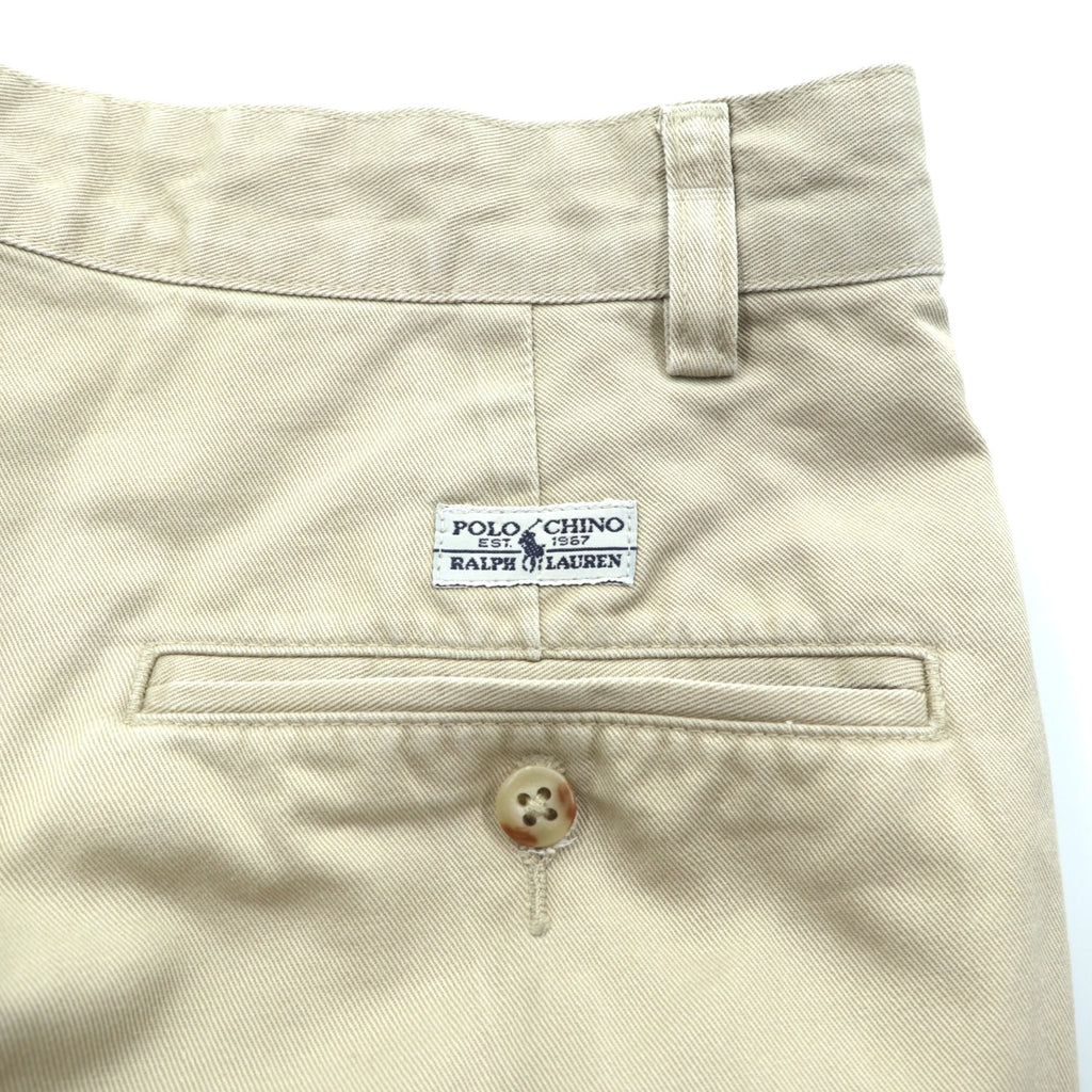 Polo Ralph Lauren 90年代 2タック ワイド チノパンツ スラックス M ベージュ ダブルカフス ポロチノ