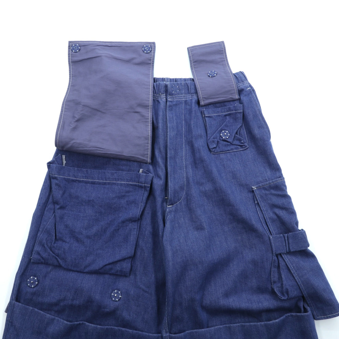 Sasquatchfabrix. Made in Japan Utility Full Flap Denim Pants, Wide Cargo Size M, Indigo, 24SS-PA9-003