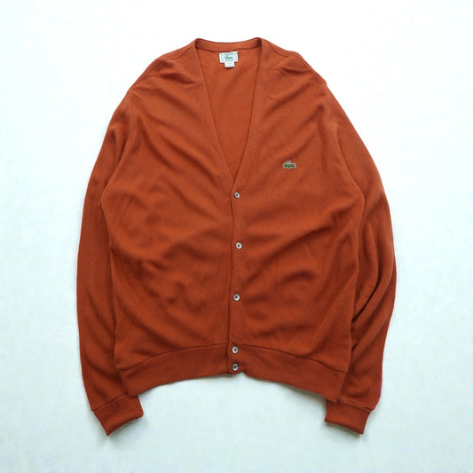 IZOD LACOSTE 80年代 USA製 ニット カーディガン L オレンジ アクリル ワンポイントロゴ