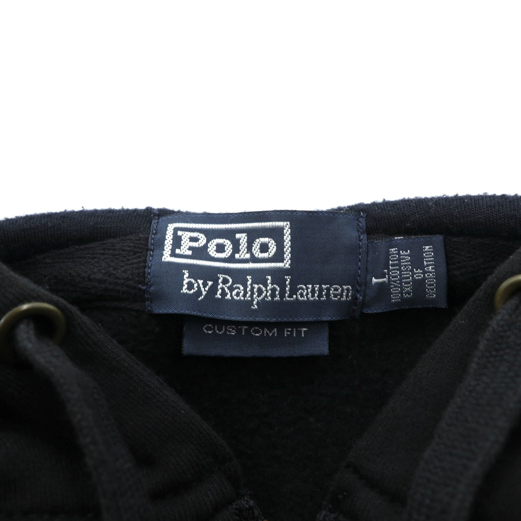 Polo Ralph Lauren Big Pony Embroidery Zip Hoodie, Large, Black, Fleece-Lined, Custom Fit, Cotton