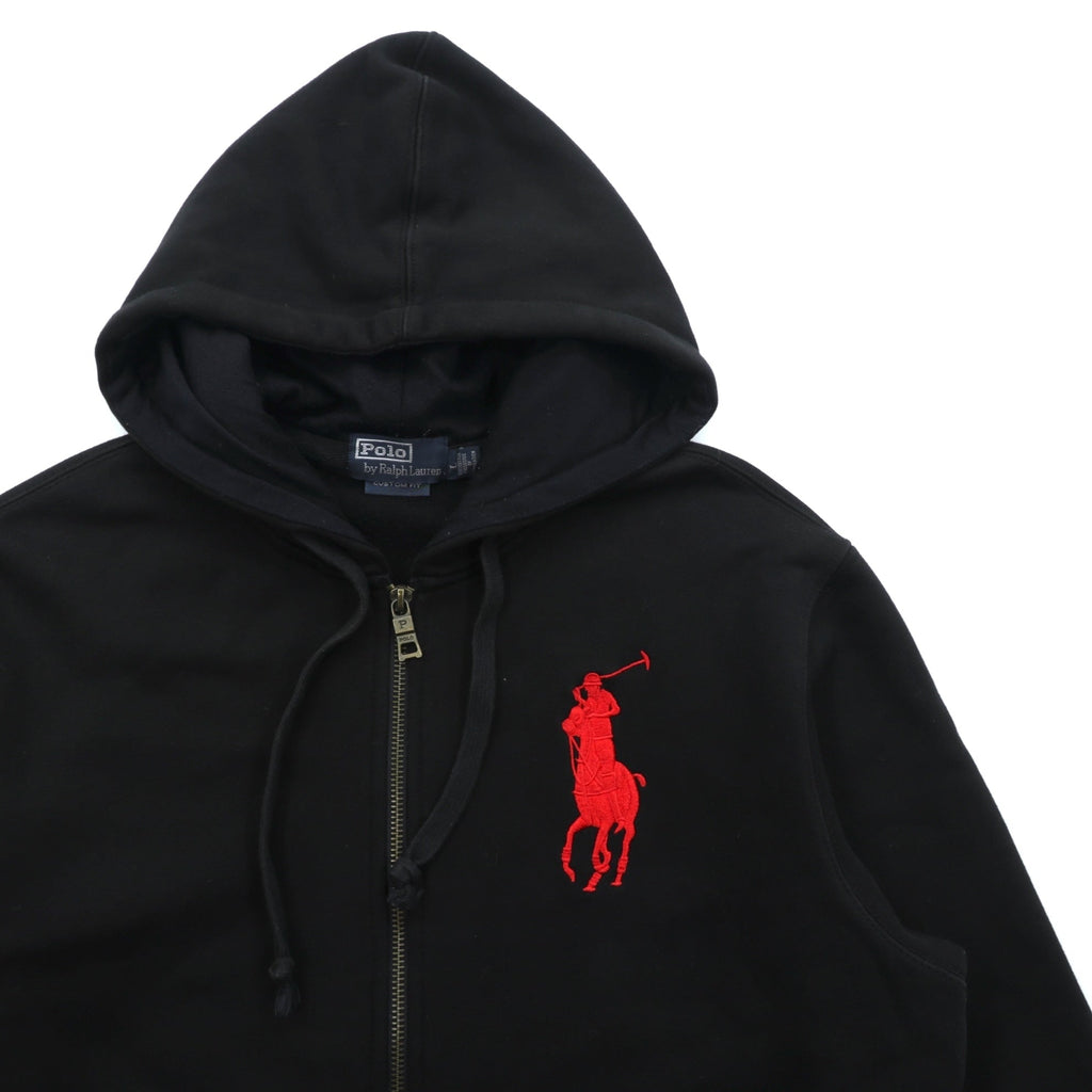 Polo Ralph Lauren Big Pony Embroidery Zip Hoodie, Large, Black, Fleece-Lined, Custom Fit, Cotton