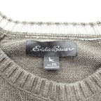 Eddie Bauer 前V クルーネック コットン ニット セーター XL ベージュ ラグランスリーブ