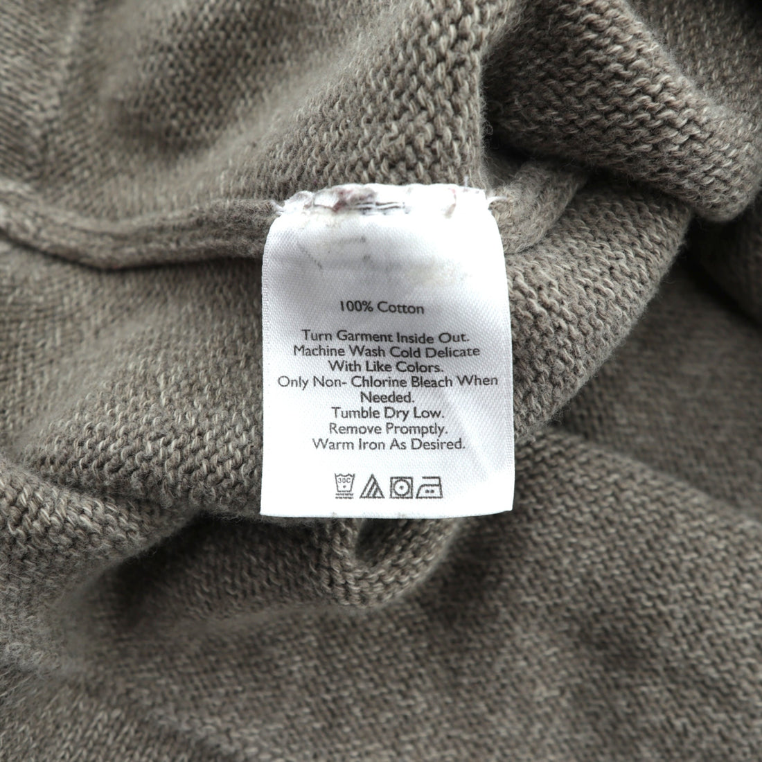 Eddie Bauer 前V クルーネック コットン ニット セーター XL ベージュ ラグランスリーブ