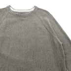 Eddie Bauer 前V クルーネック コットン ニット セーター XL ベージュ ラグランスリーブ
