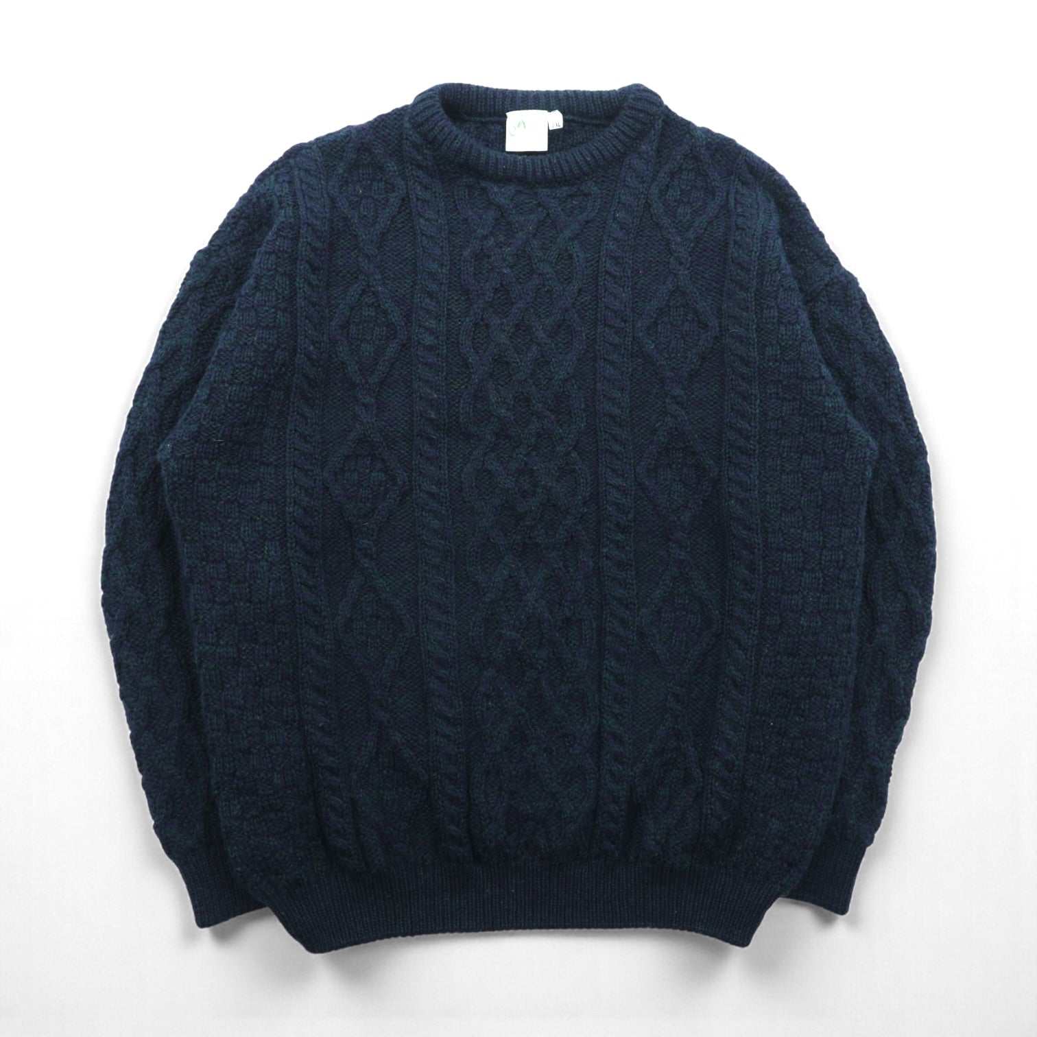 90s Ireland Vintage Cable Knit ARAN COUNTRY フィッシャーマン アラン ニット セーター 2XL ネイビー ウール 90年代 アイルランド製