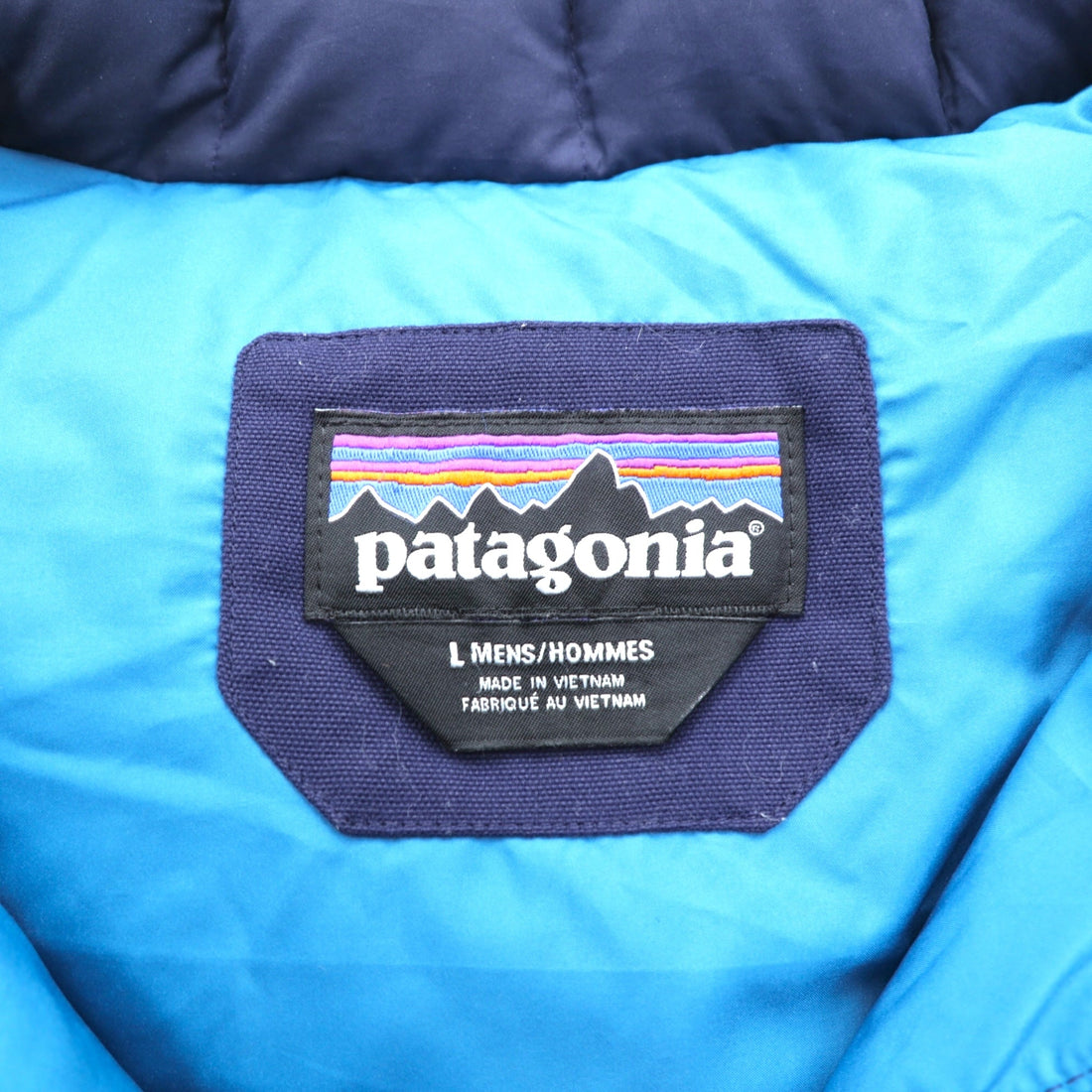 Patagonia Stand Collar Bivy Down Jacket L Navy Nylon 28321FA15