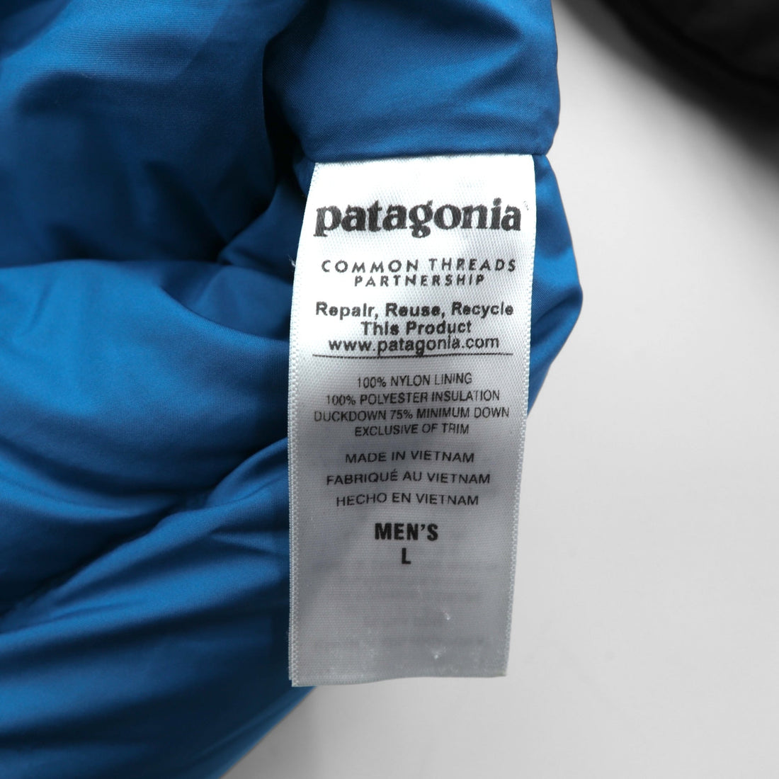 Patagonia Stand Collar Bivy Down Jacket L Navy Nylon 28321FA15