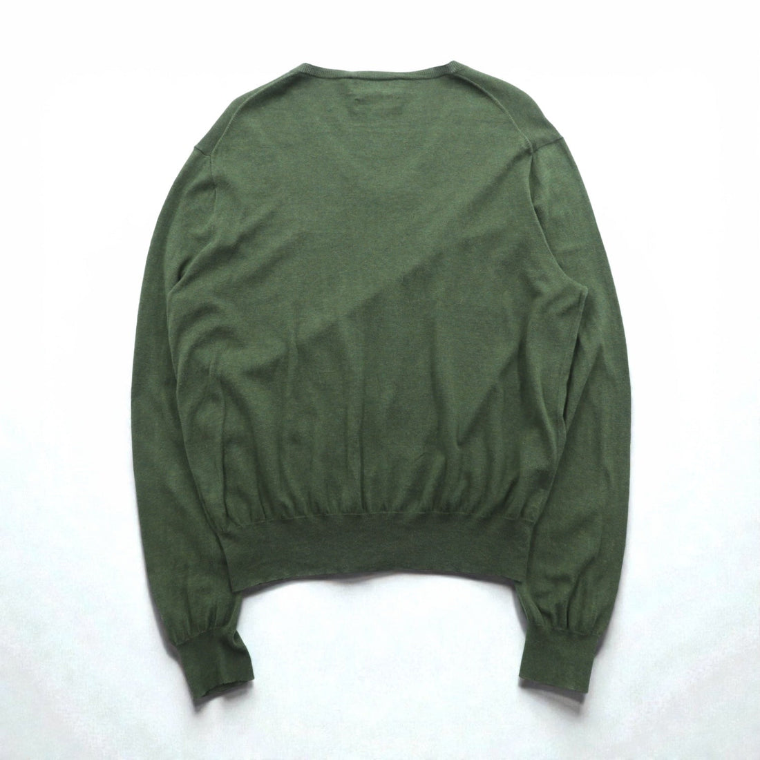 Polo Ralph Lauren 90年代 Vネック ピマコットン ニット セーター L カーキ スモールポニー刺繍