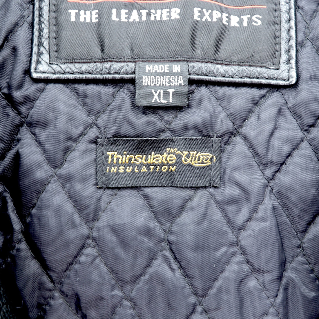 Wilson's 90s Padded Thinsulate Ultra Leather Rider Jacket, XL, Black, with Collar, Quilted Liner, and Detachable Zip-Up Closure