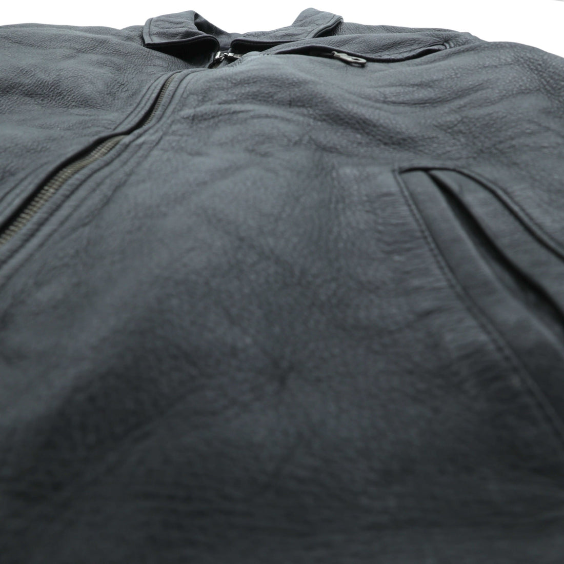 Wilson's 90s Padded Thinsulate Ultra Leather Rider Jacket, XL, Black, with Collar, Quilted Liner, and Detachable Zip-Up Closure