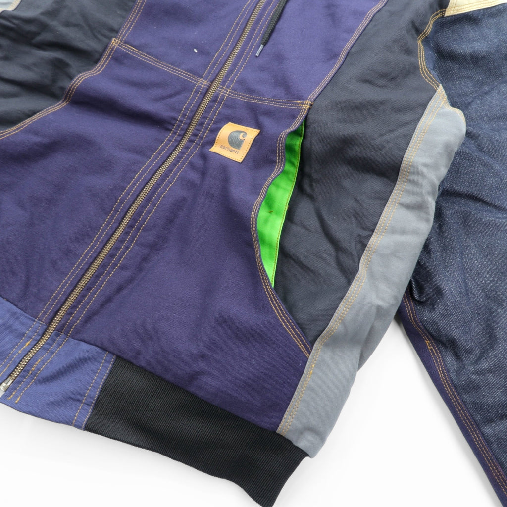 carhartt リメイク 再構築 カラーブロック ダック アクティブジャケット パーカー L マルチカラー クレイジーパターン コットン