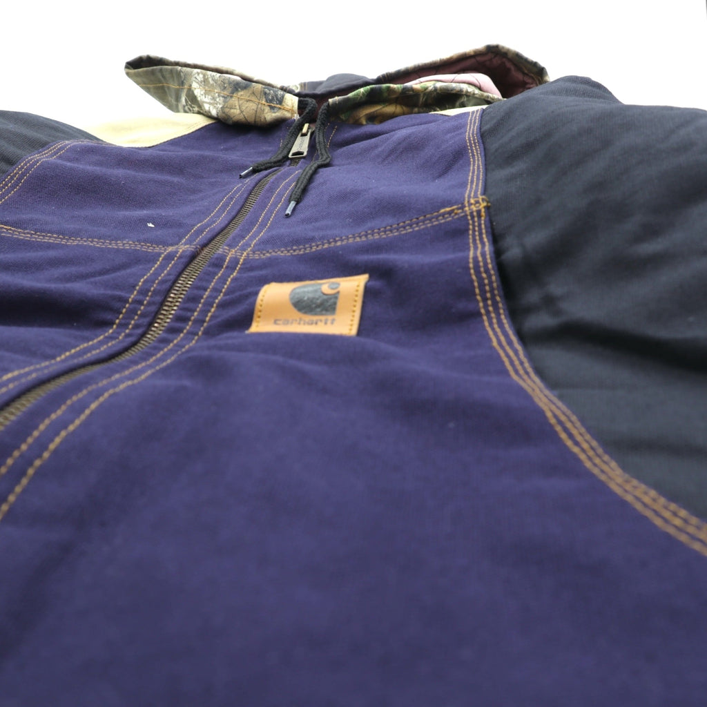 carhartt リメイク 再構築 カラーブロック ダック アクティブジャケット パーカー L マルチカラー クレイジーパターン コットン