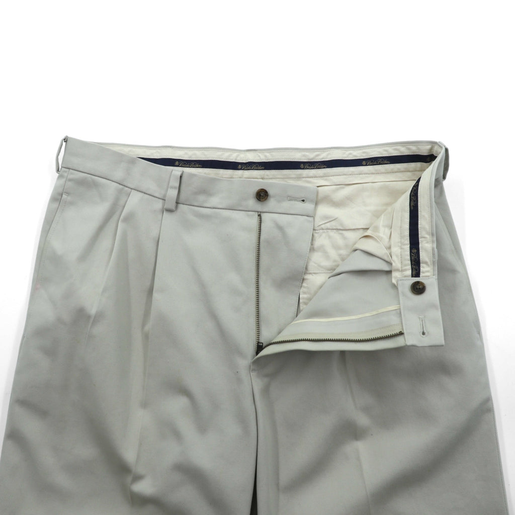 Brooks Brothers 2タック ワイド チノパンツ スラックス L ベージュ ADVANTAGE CHINO THOMPSON