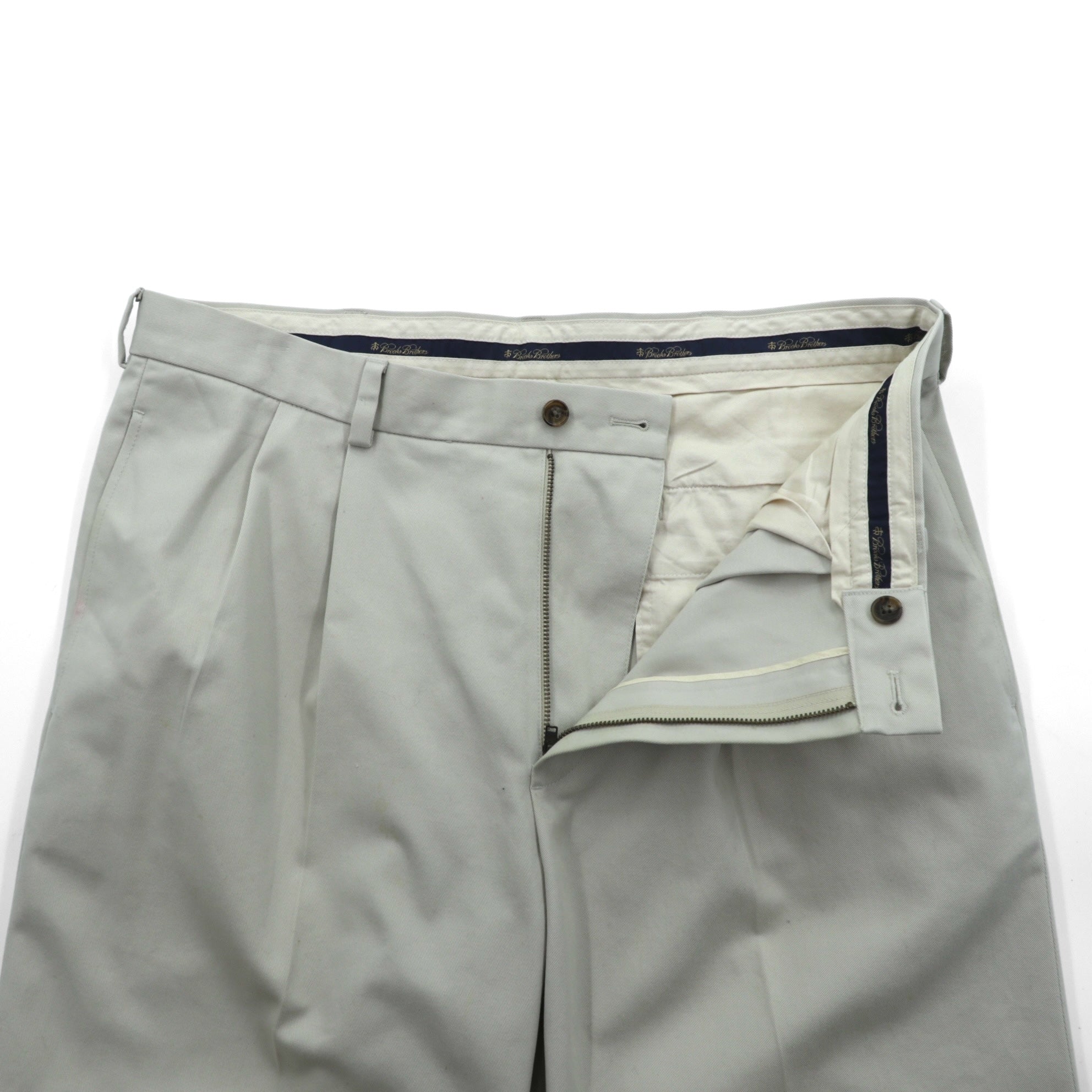 Brooks Brothers 2タック ワイド チノパンツ スラックス L ベージュ ADVANTAGE CHINO THOMPSON