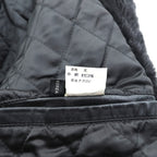 Vintage Black Leather Fur Coat ダブルブレスト レザー カーコート 中綿 XL ショールカラー ファー キルティングライナー ドローコード ZINIZ HOMME