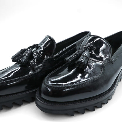 F.LLI.Giacometti タッセル エナメル ローファー スリッポン シャークソール 28cm ブラック パテントレザー vibramソール PIETROSTRADA イタリア製