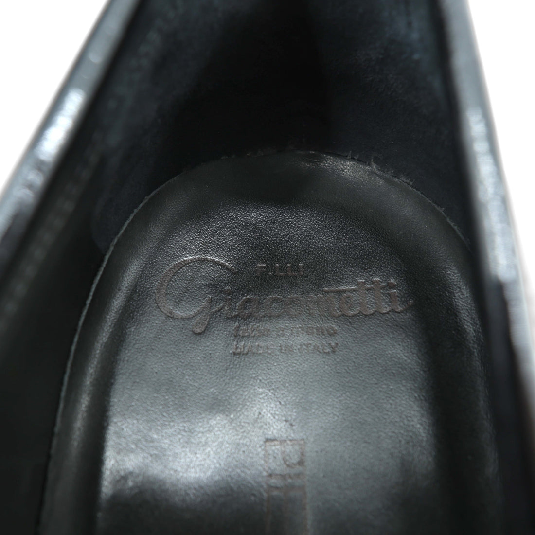 F.LLI.Giacometti Tassel Patent Leather Slip-On Loafers with Shark Sole, Size 28cm, Black Leather, Vibram PIETROSTRADA, Made in Italy