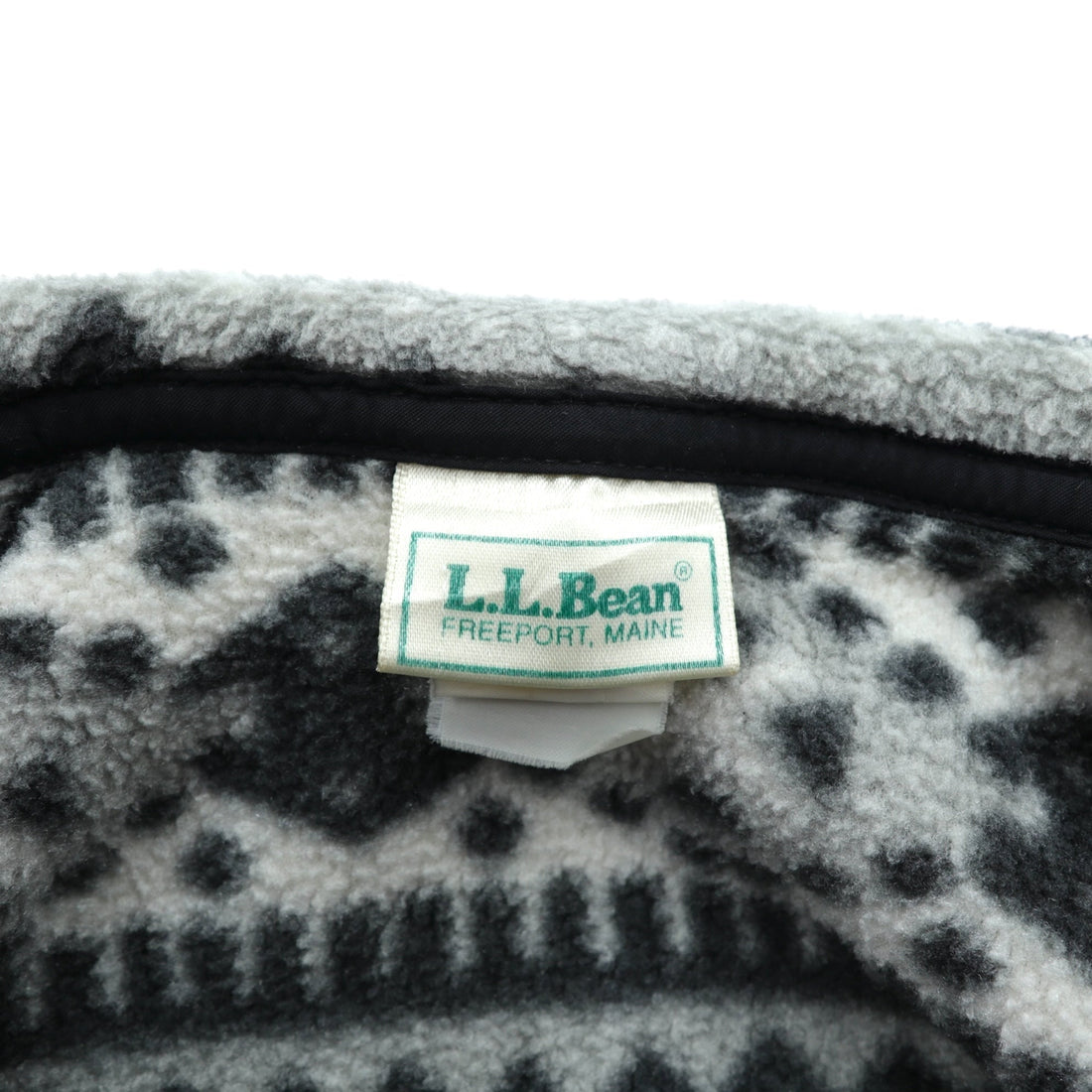 L.L.Bean 90年代 ハーフスナップT プルオーバー フリースジャケット S グレー フェアアイル 総柄 スタンドカラー