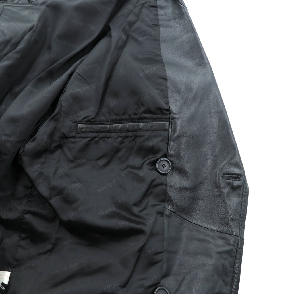 WInd Armor ダブルブレスト ラムレザーコート チェスターコート L ブラック シープレザー 羊革